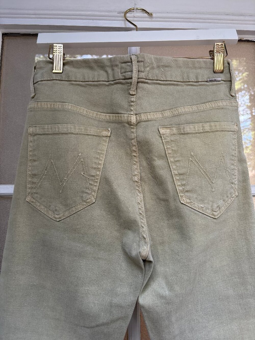 MOTHER High Waisted Looker Fray Jeans – Size 28 – Olive Green - Picture 7 of 14